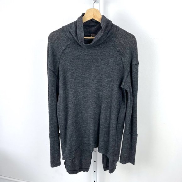 We The Free Tops - We the Free People Split Back Turtleneck Knit Top Long Sleeve Gray M